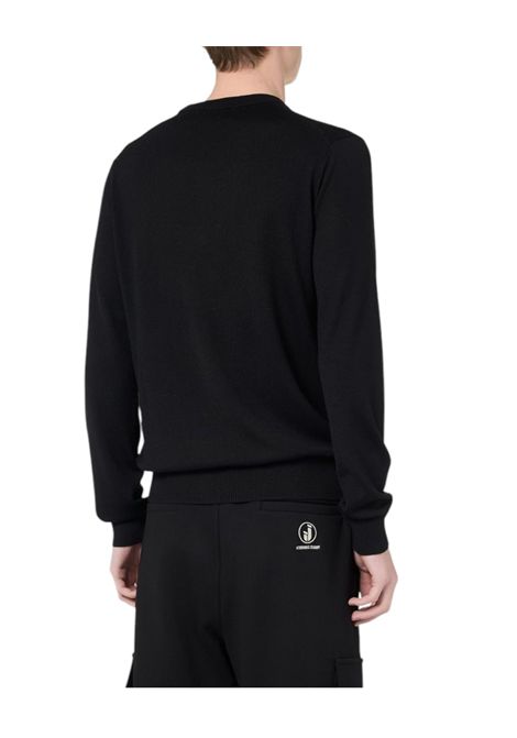 Black crew neck pullover in plain knit with tonal Iceberg logo ICEBERG JEANS | sweaters | A00290089000